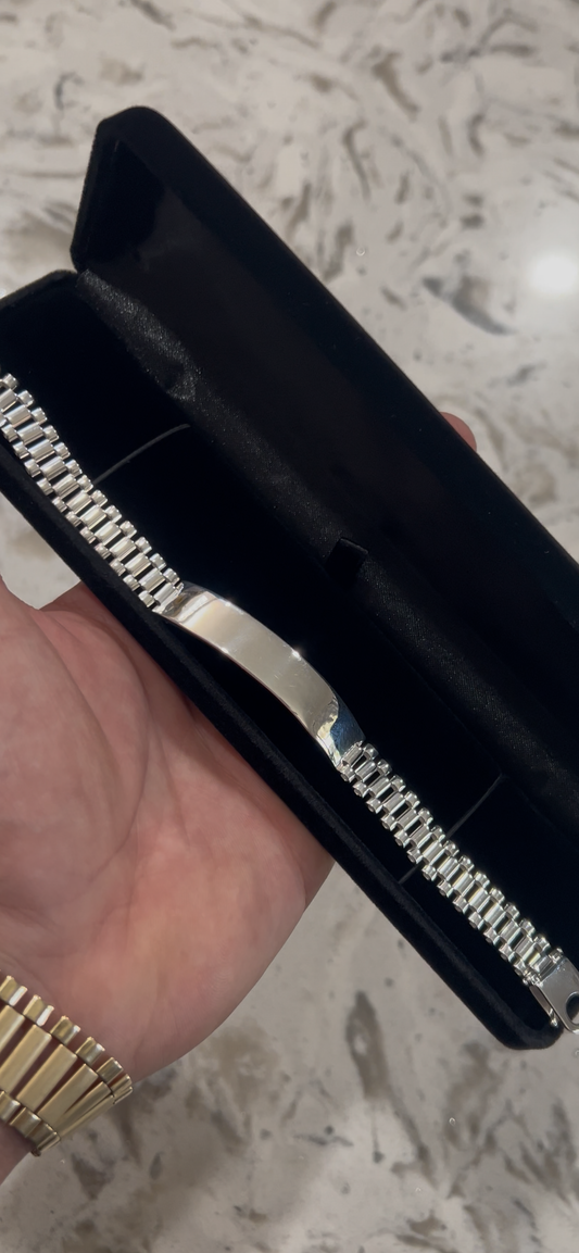 Real silver Rollie ID bracelet