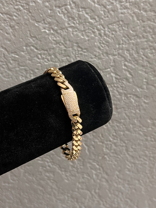 6mm 14k real gold Monaco Cuban bracelet