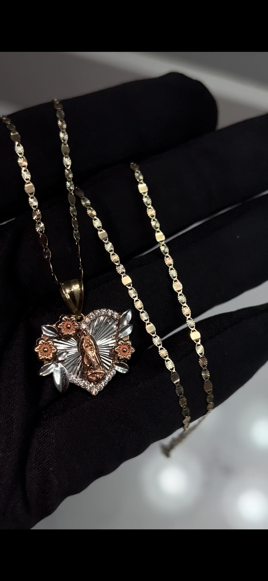 14k real gold virgen Mary chainset😍