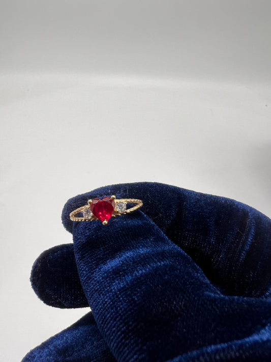 14k real gold heart ruby ring