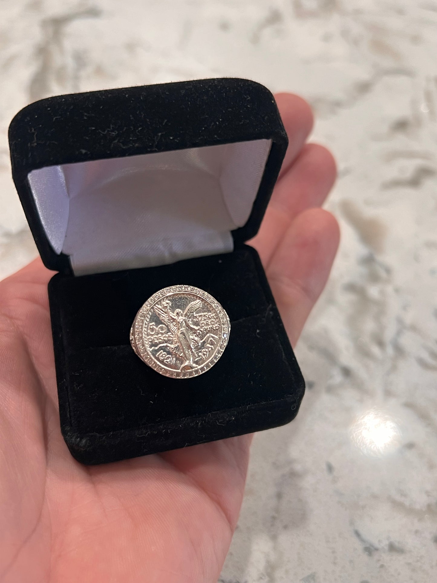 Real silver centenario ring