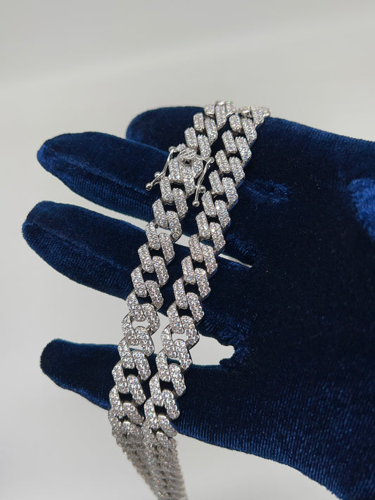 24inch iced cuban chain 7mm real silver