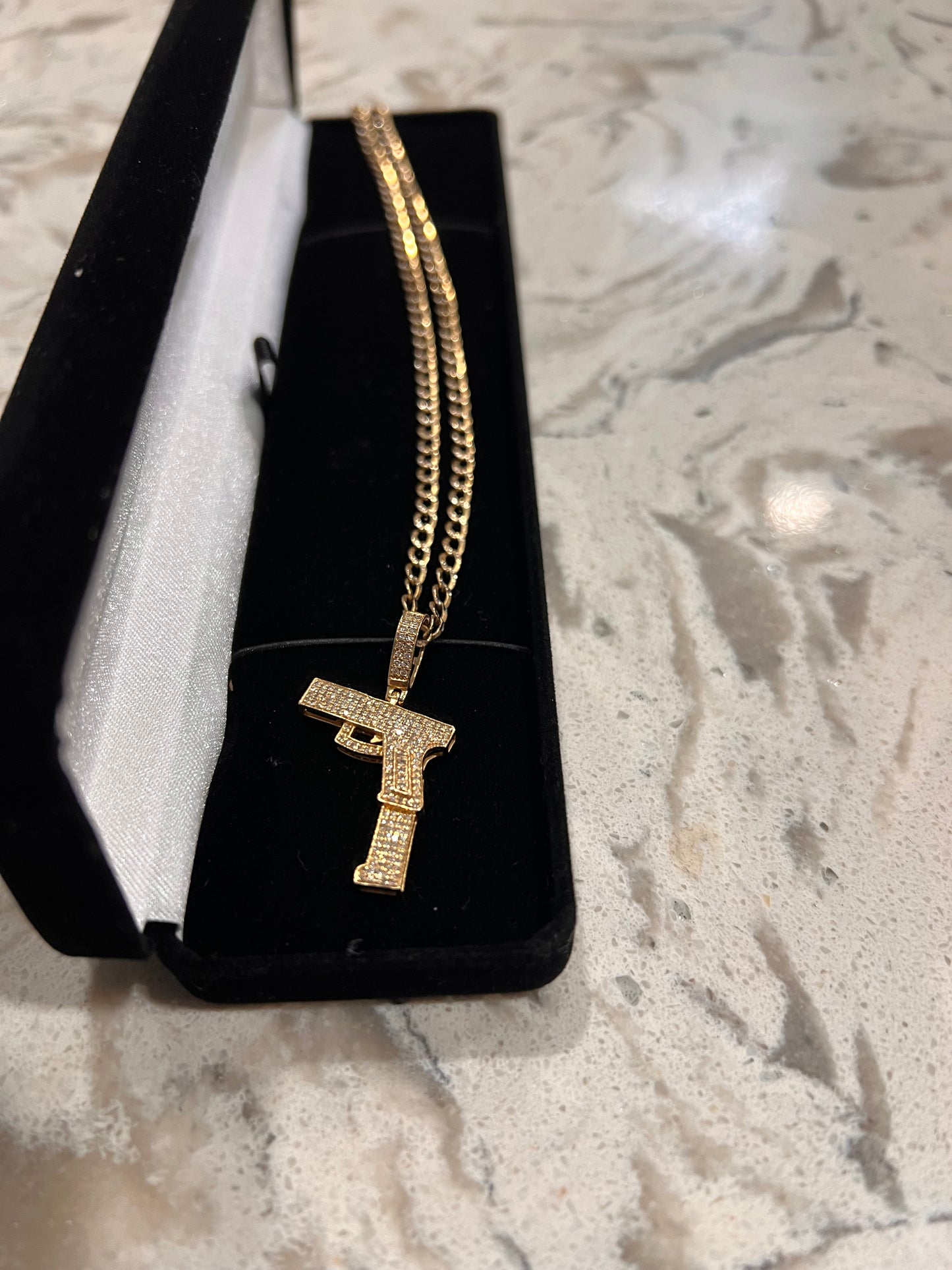 10k real gold diamond gun set