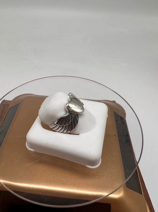 Heart wing real silver ring