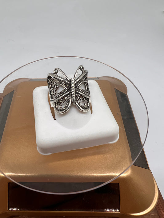 Butterfly ring real silver