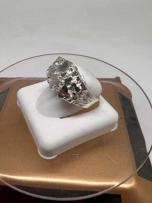 Real silver nugget ring