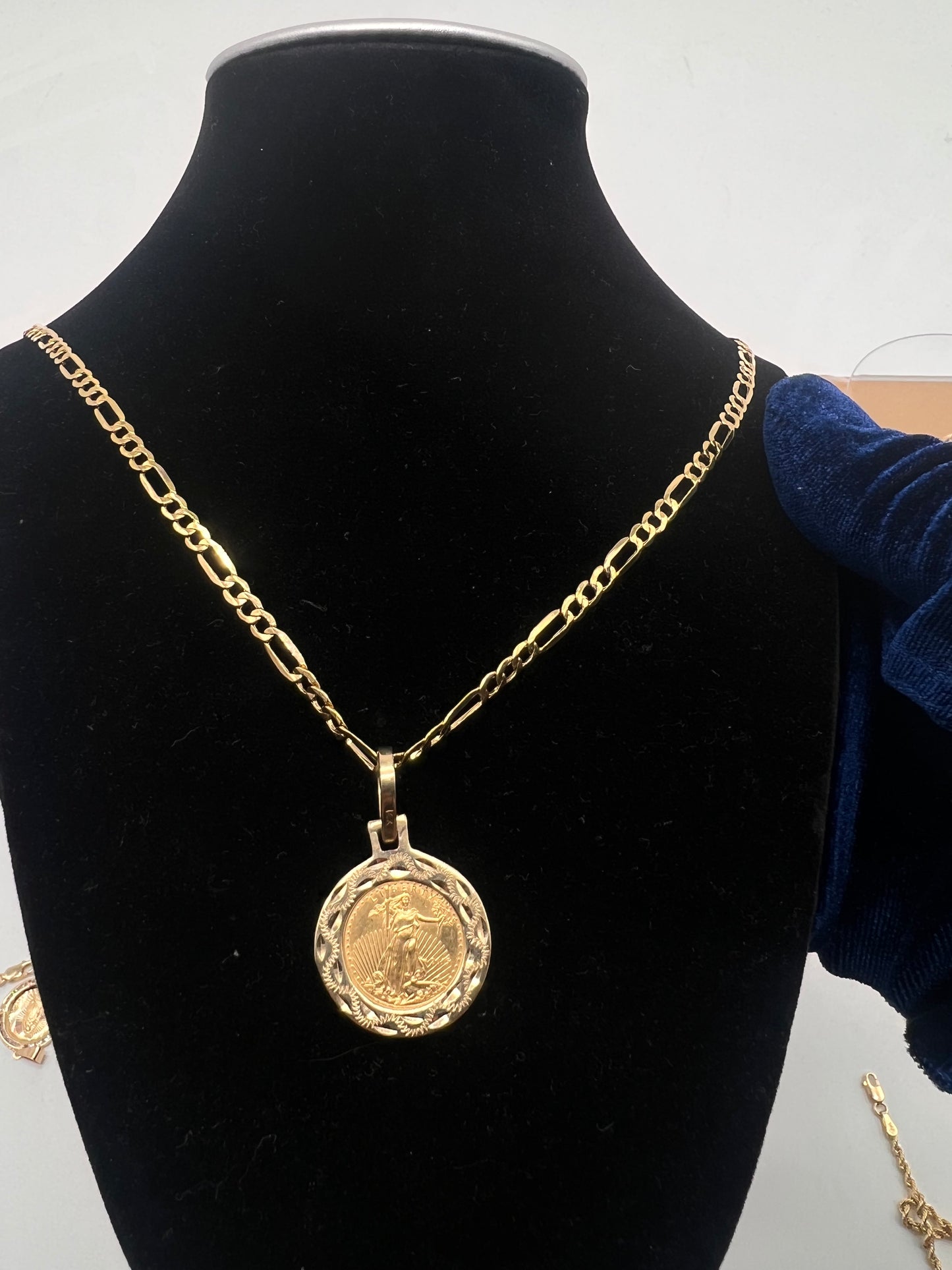 22k coin w 24inch figaro chain