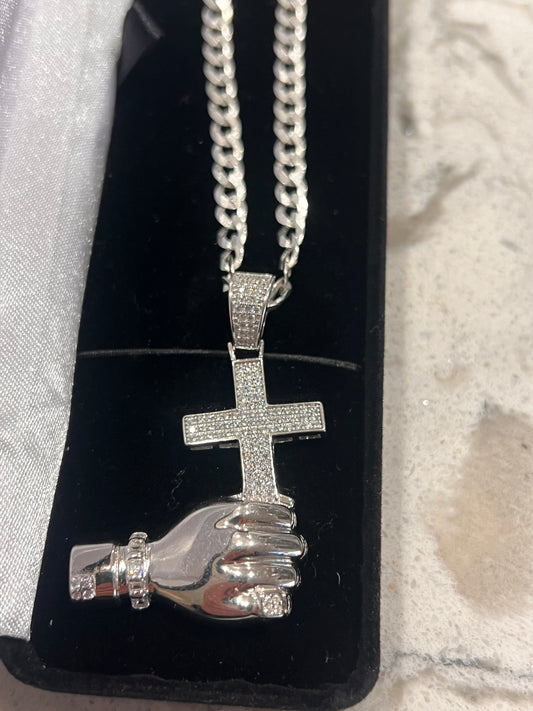 Real silver hand cross set