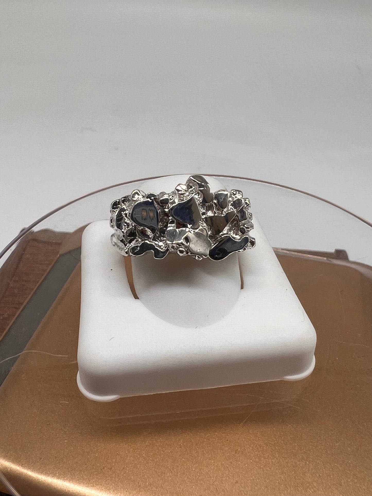 Real silver nugget ring