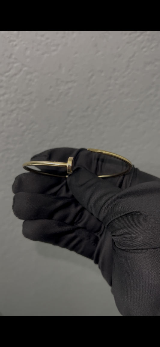 Nail bangle 14k real gold