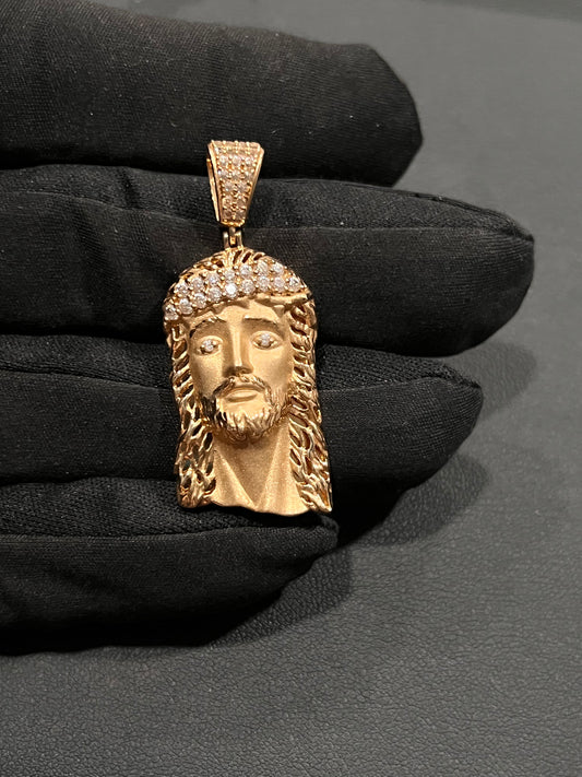 14k real gold solid Jesus piece