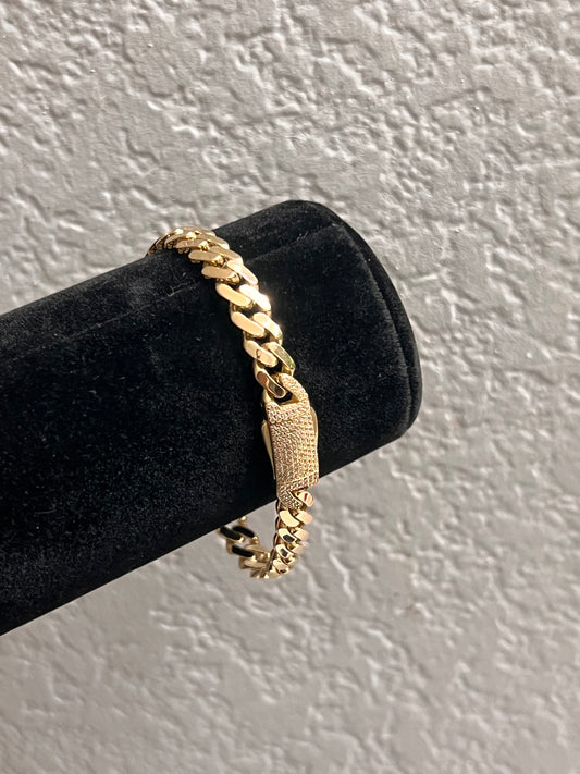 6mm 14k real gold Monaco Cuban bracelet