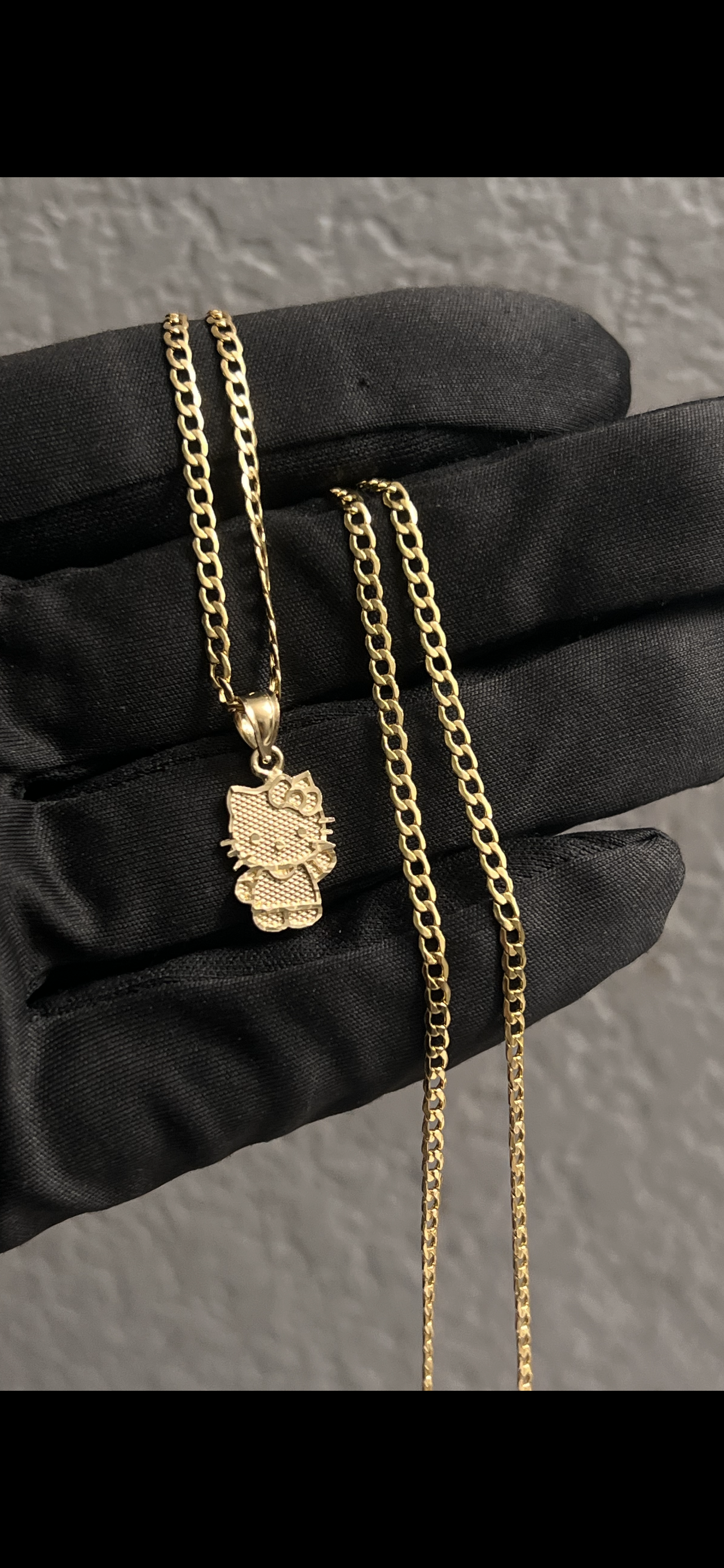 Full body hello kitty 14k real gold chains get