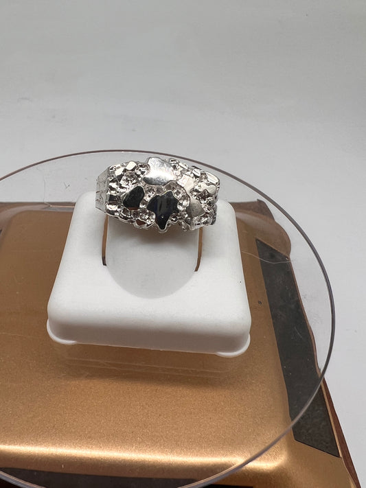 Real silver nugget ring