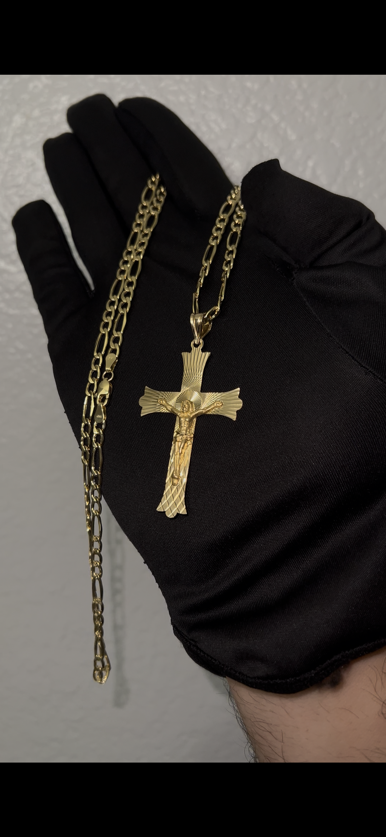 14k real gold cross chainset