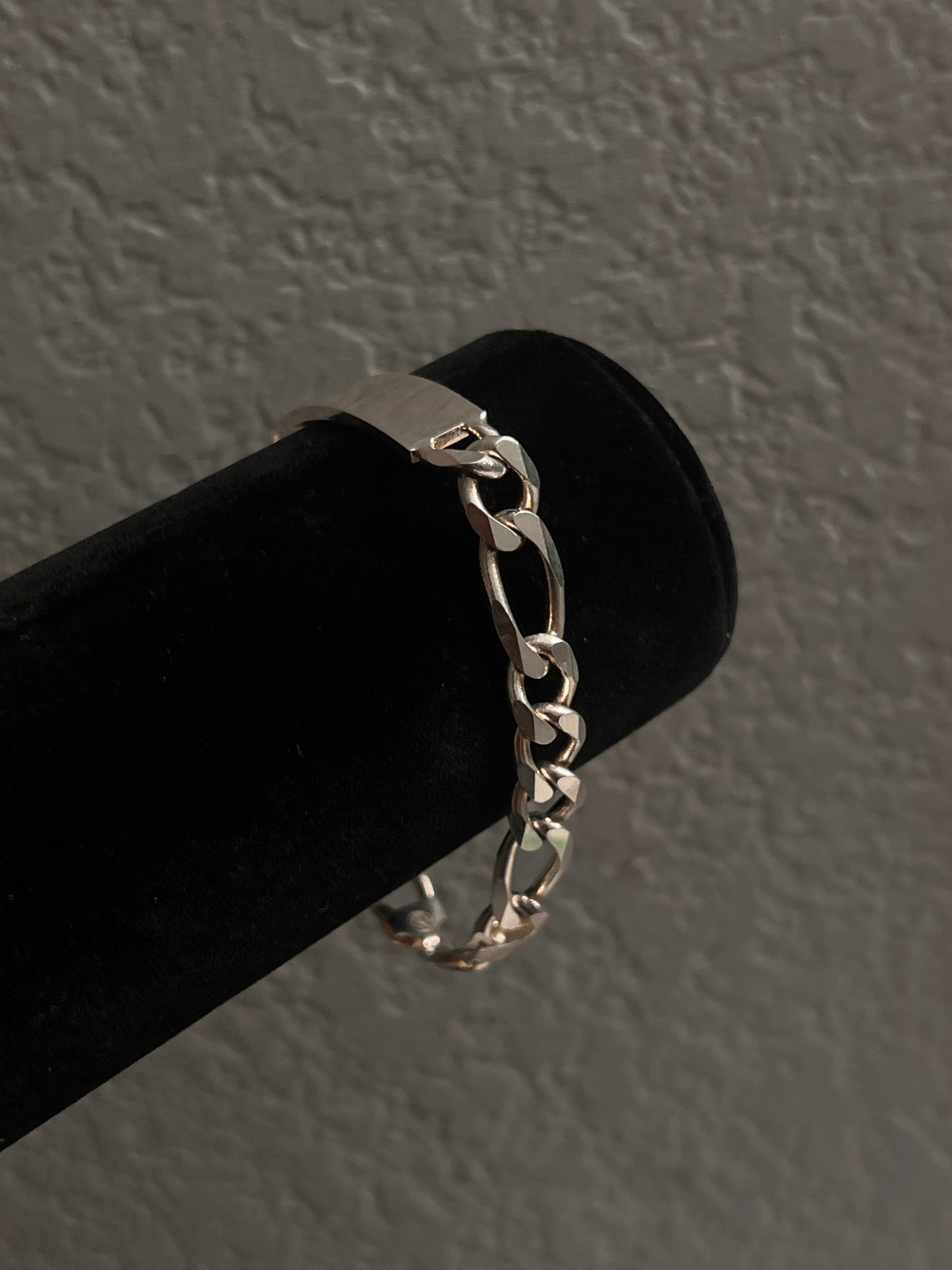 Real silver ID figaro solid bracelet
