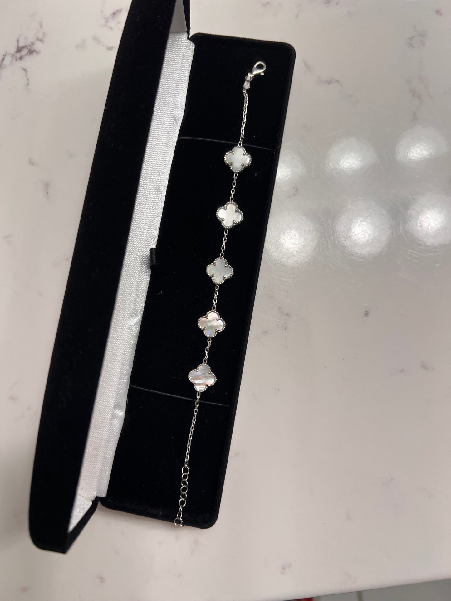 Clover bracelet real silver mother of Pearl