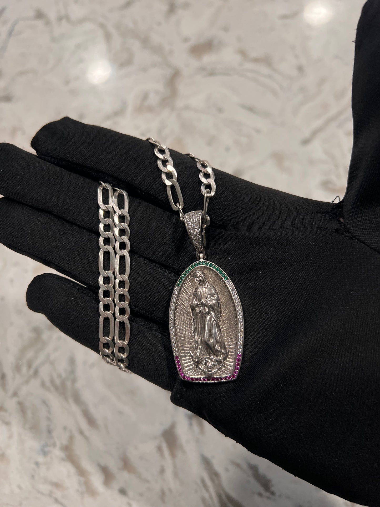 Virgen Mary real silver set