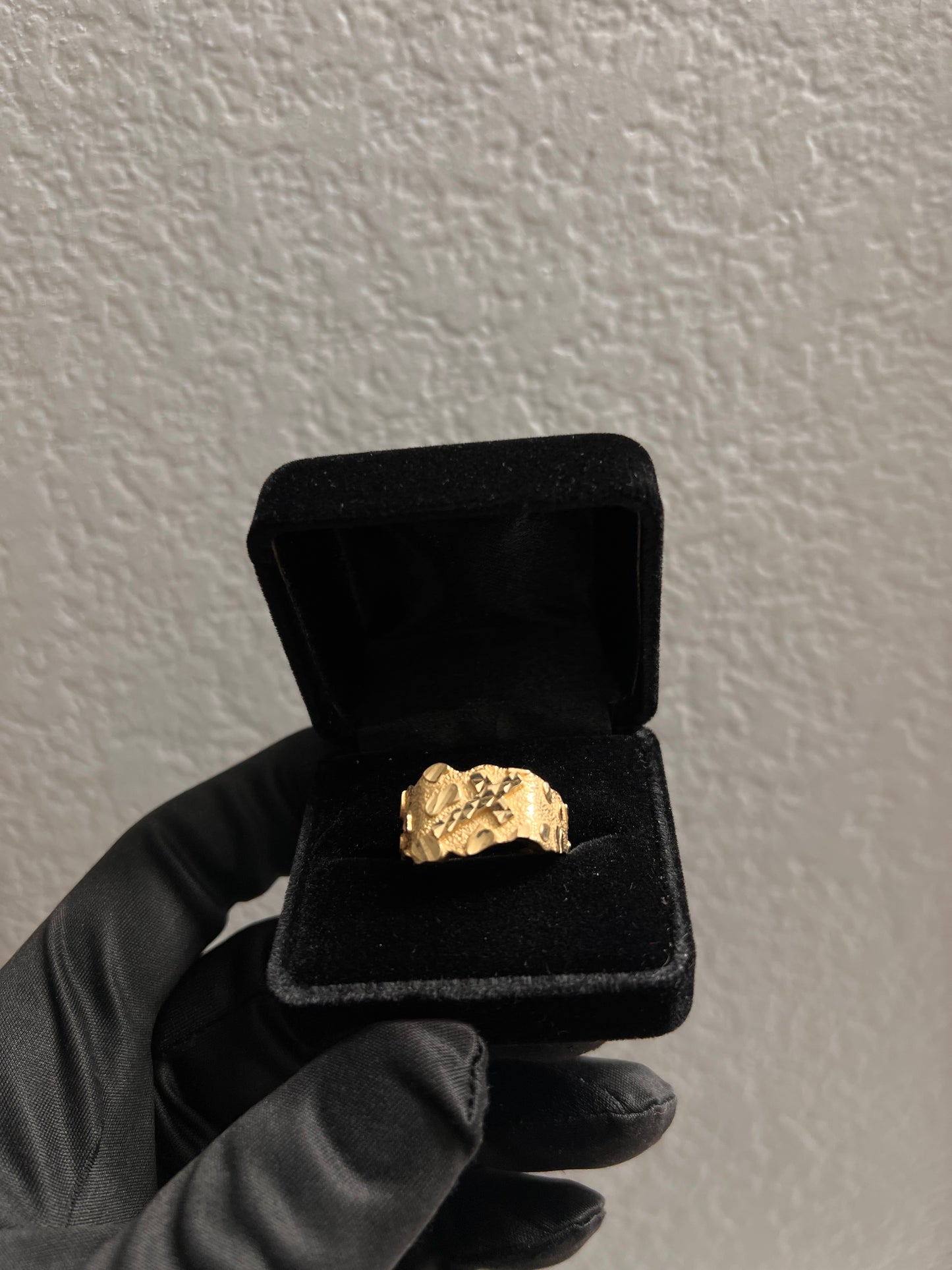 Cross nugget ring 14k real gold