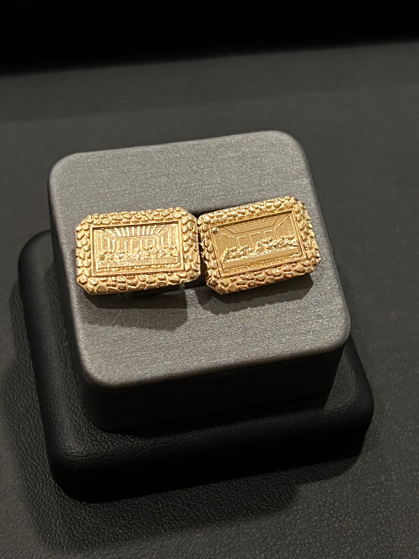 10k real gold chunky last supper nugget earrings