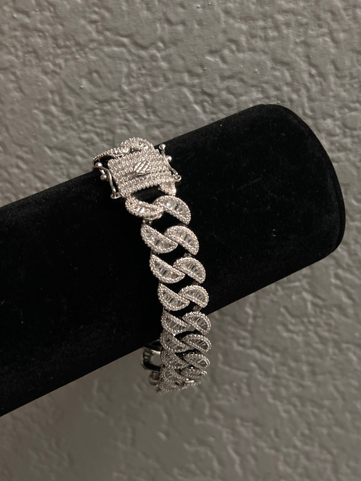 Real silver iced Cuban bracelet