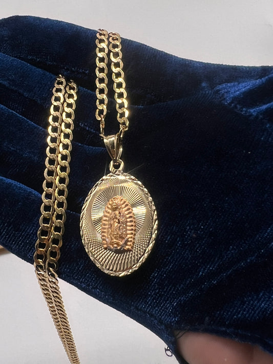 Virgen Mary chainset 14k real gold