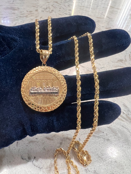 14k real gold last supper nugget style