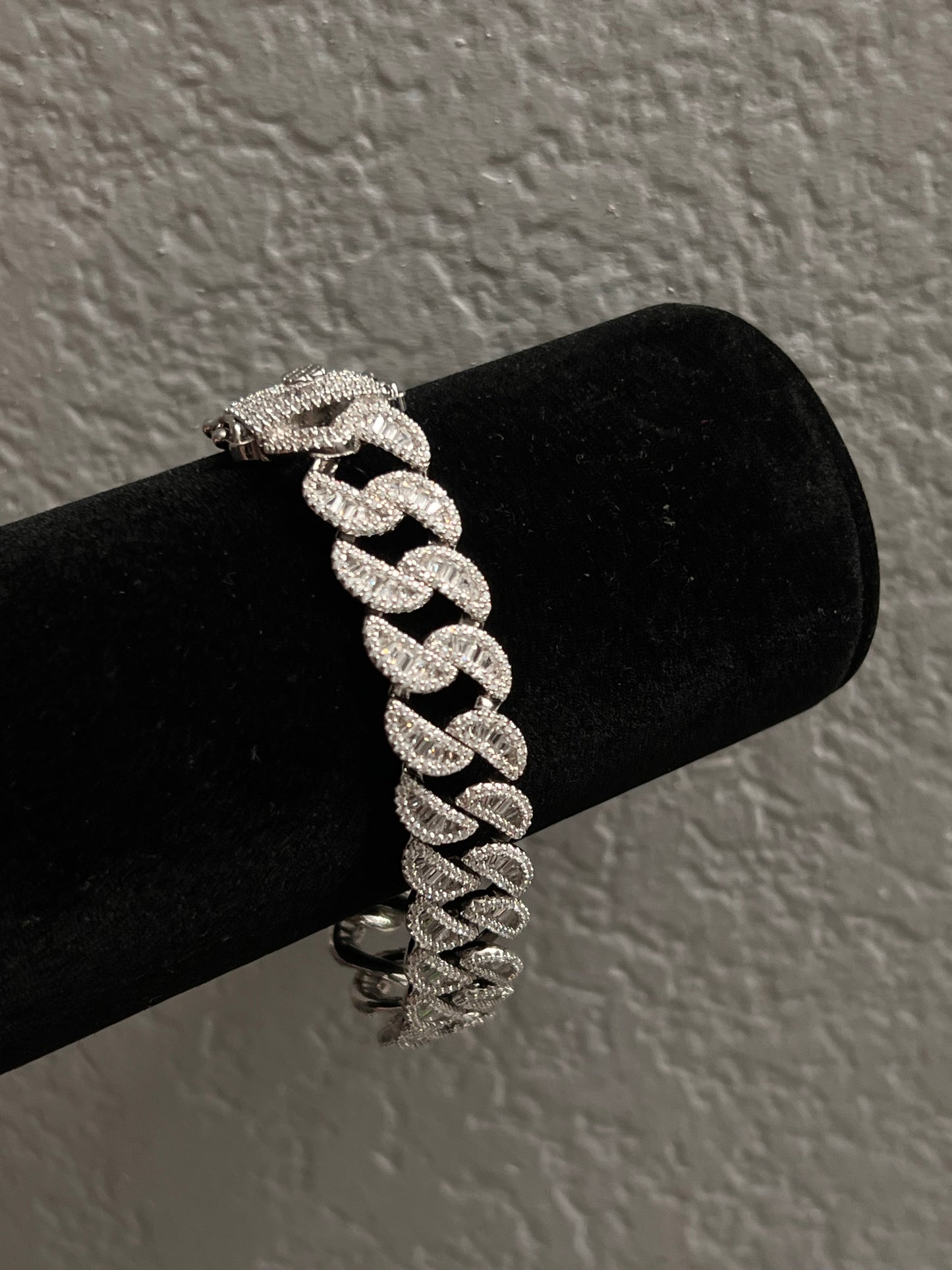 Real silver iced Cuban bracelet