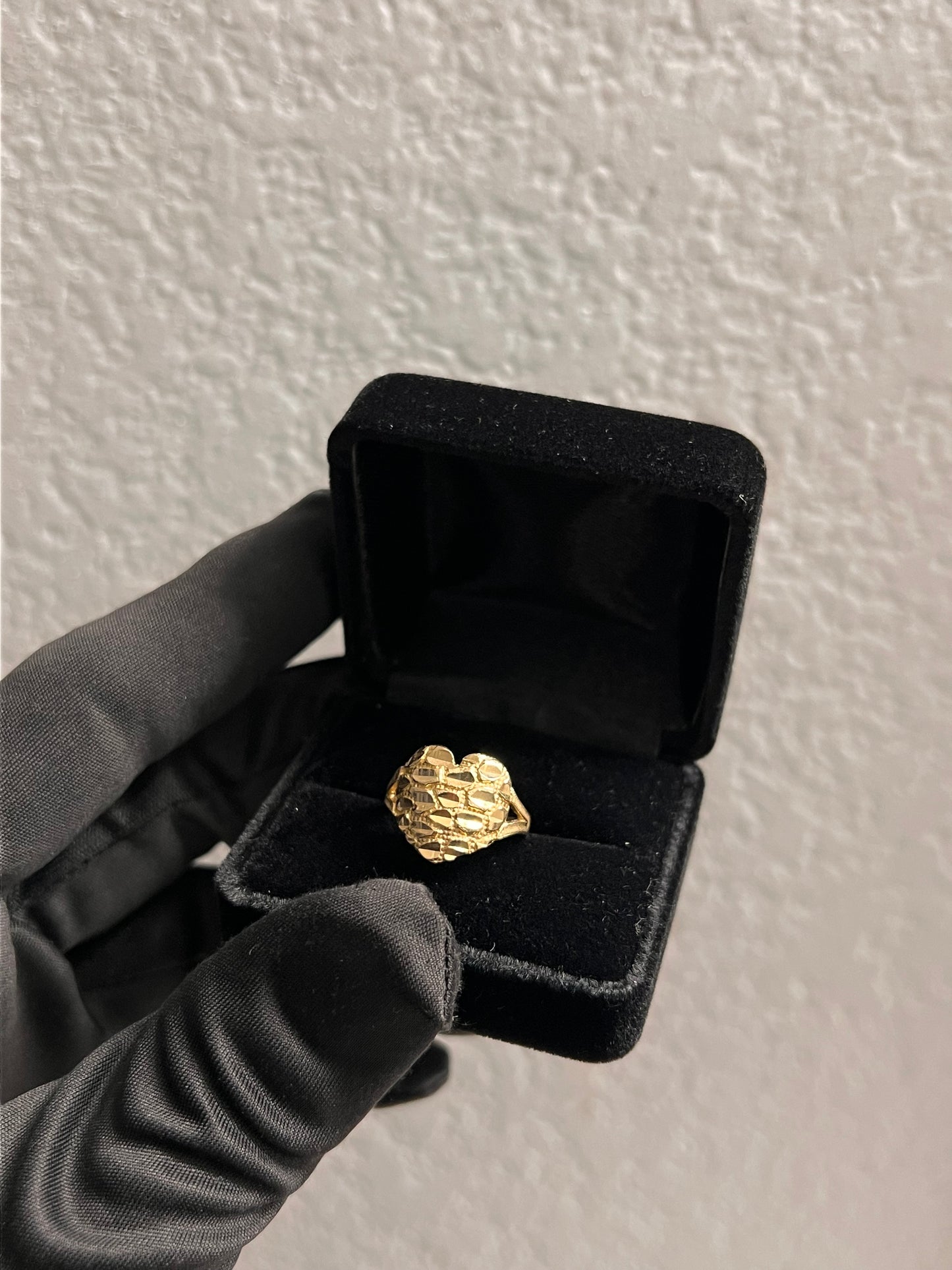 Large heart nugget ring 14k gold
