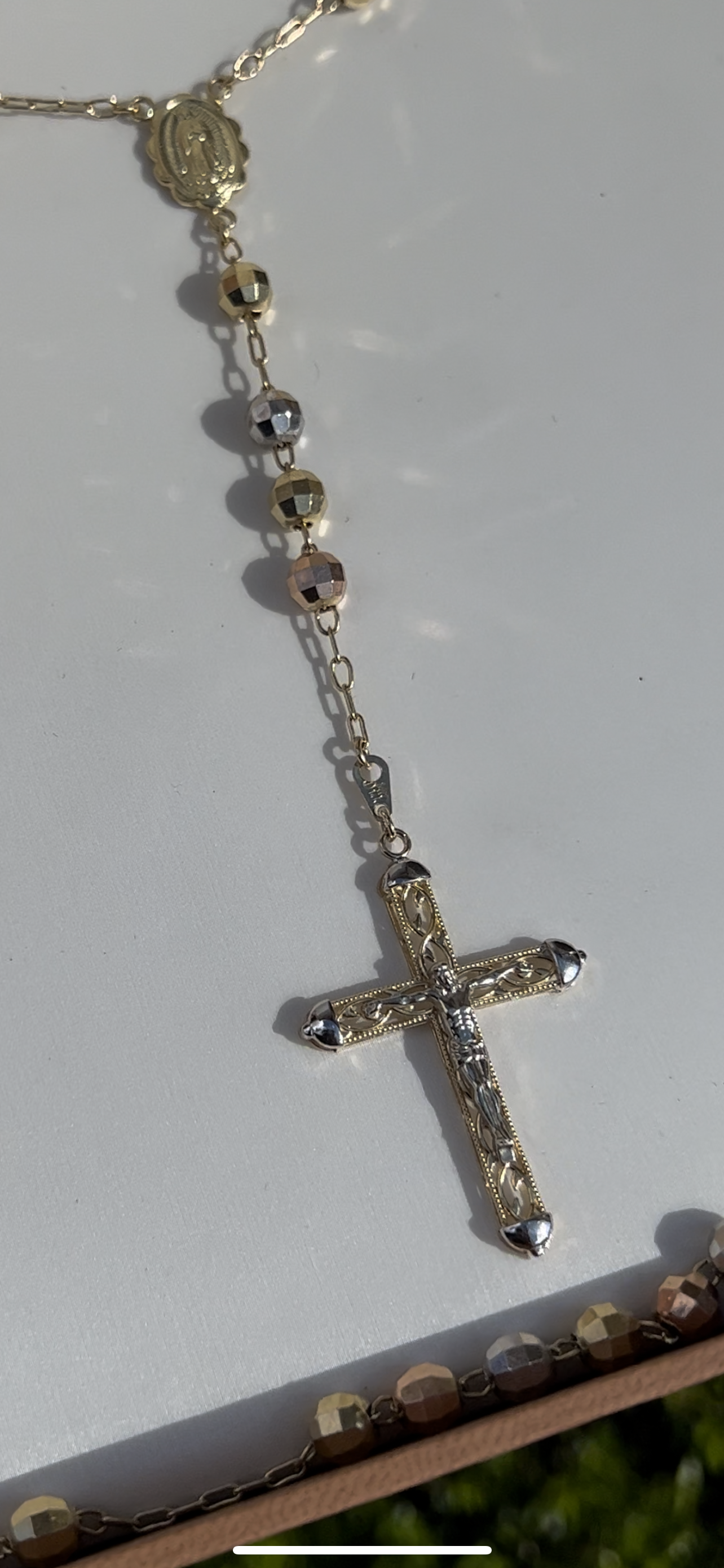 14k solid gold Rosary 3 tone