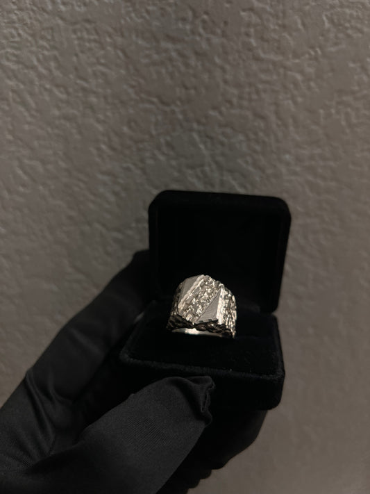 Real silver large nugget ring