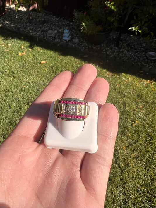 14k real gold mens  ruby ring