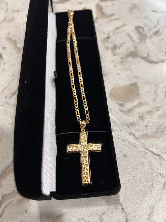 14k real gold nugget cross set