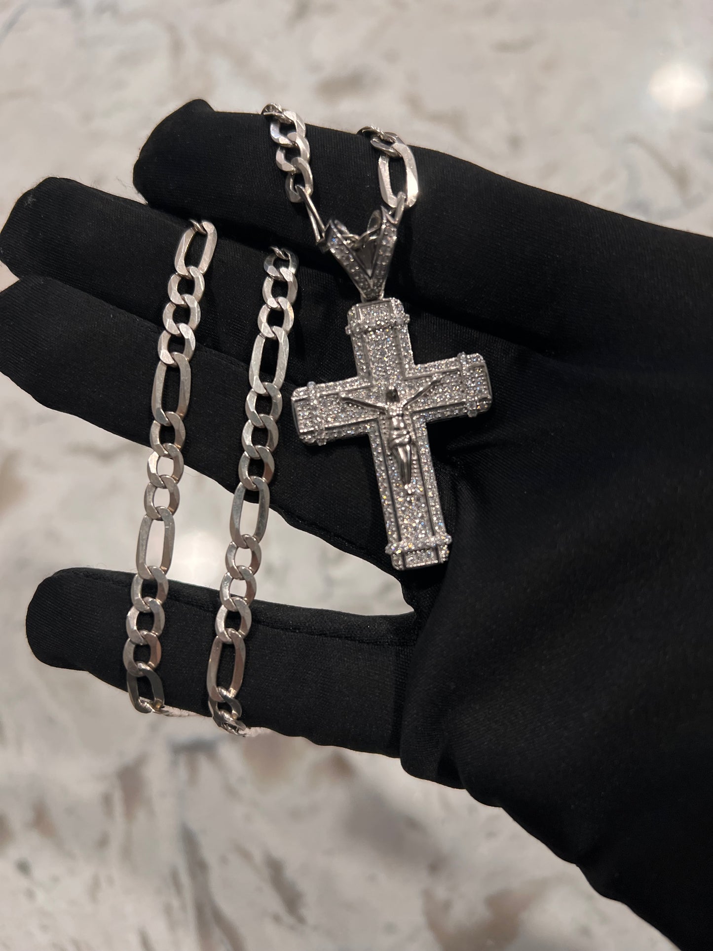 Real silver cross chainset