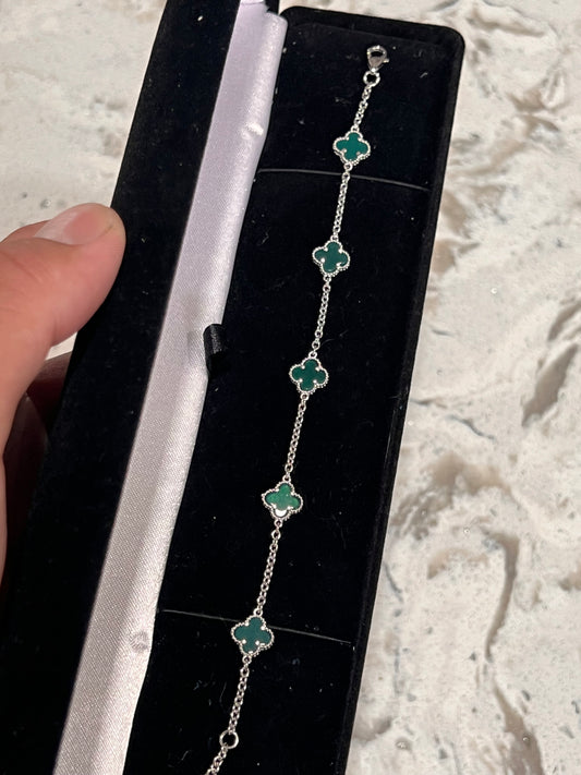Small green real silver van Cleef bracelet