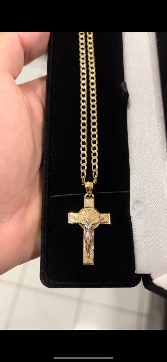 14k real gold cross chainset