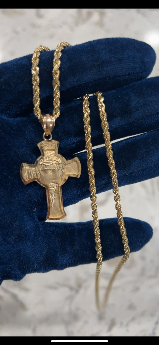 14k real gold high quality cross set