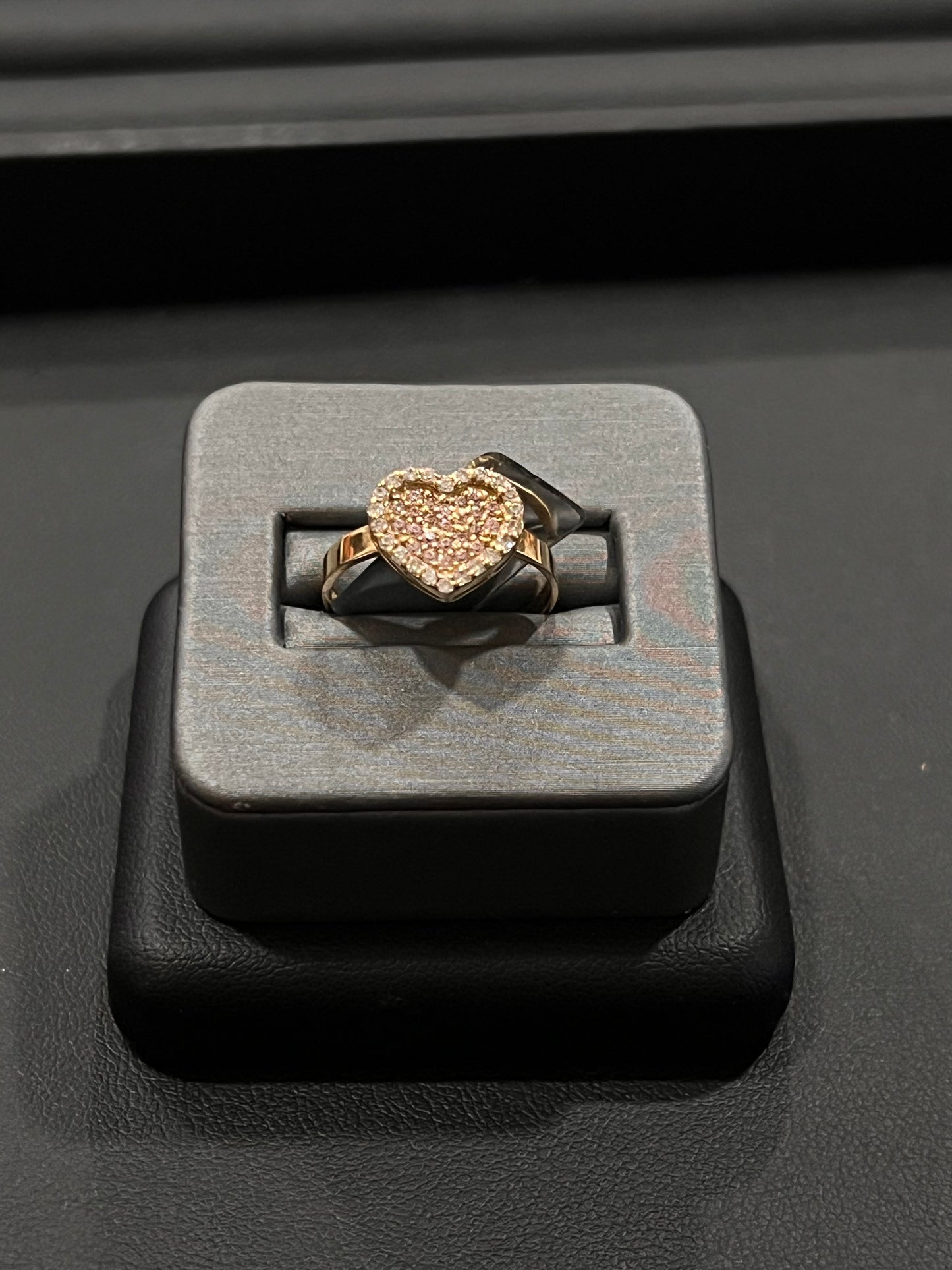 10k real gold pink heart ring