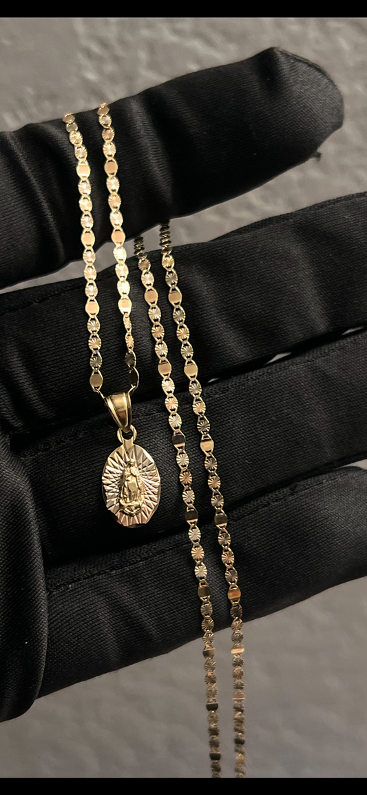 14k real gold virgen Mary set