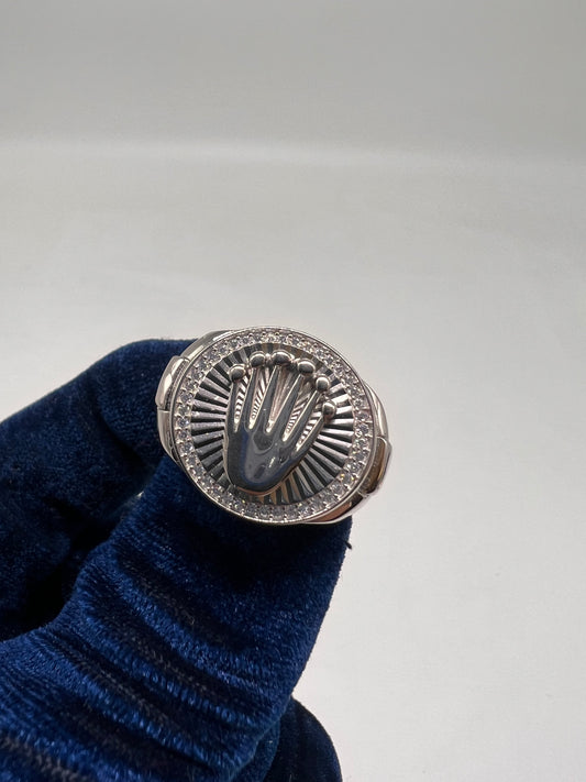 Rolex style ring real silver