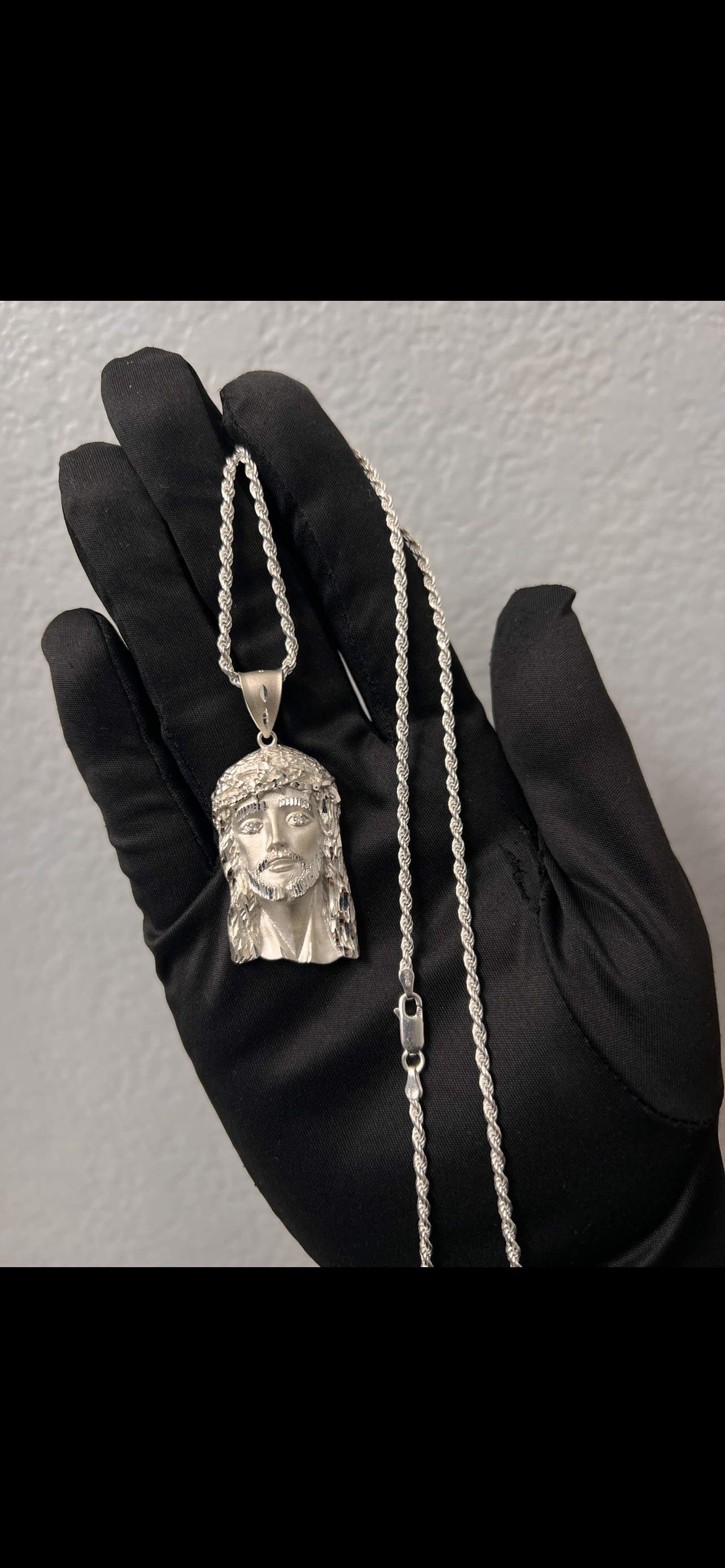 Real silver Jesus chainset