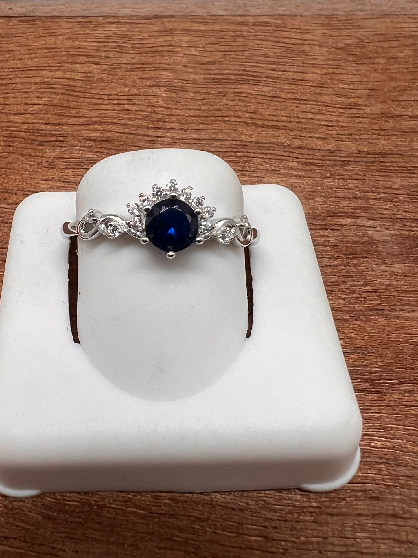 Real silver sapphire ring