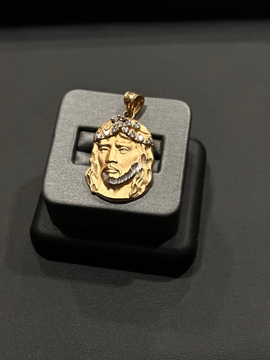 14k real gold Jesus face pendant