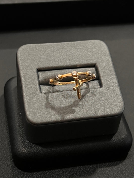14k real gold dangly cross ring