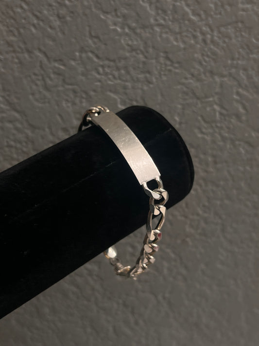 Real silver ID figaro solid bracelet