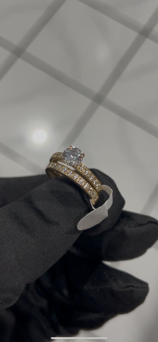 14k real solid gold promise ring set