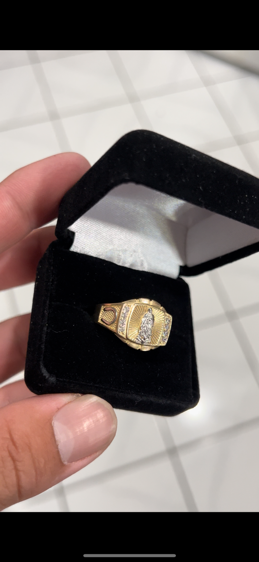 14k real gold virgen Mary ring