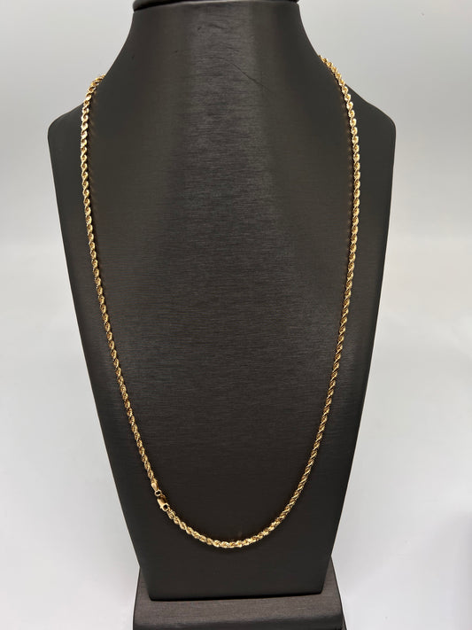 3mm 24inch rope chain 14k real gold