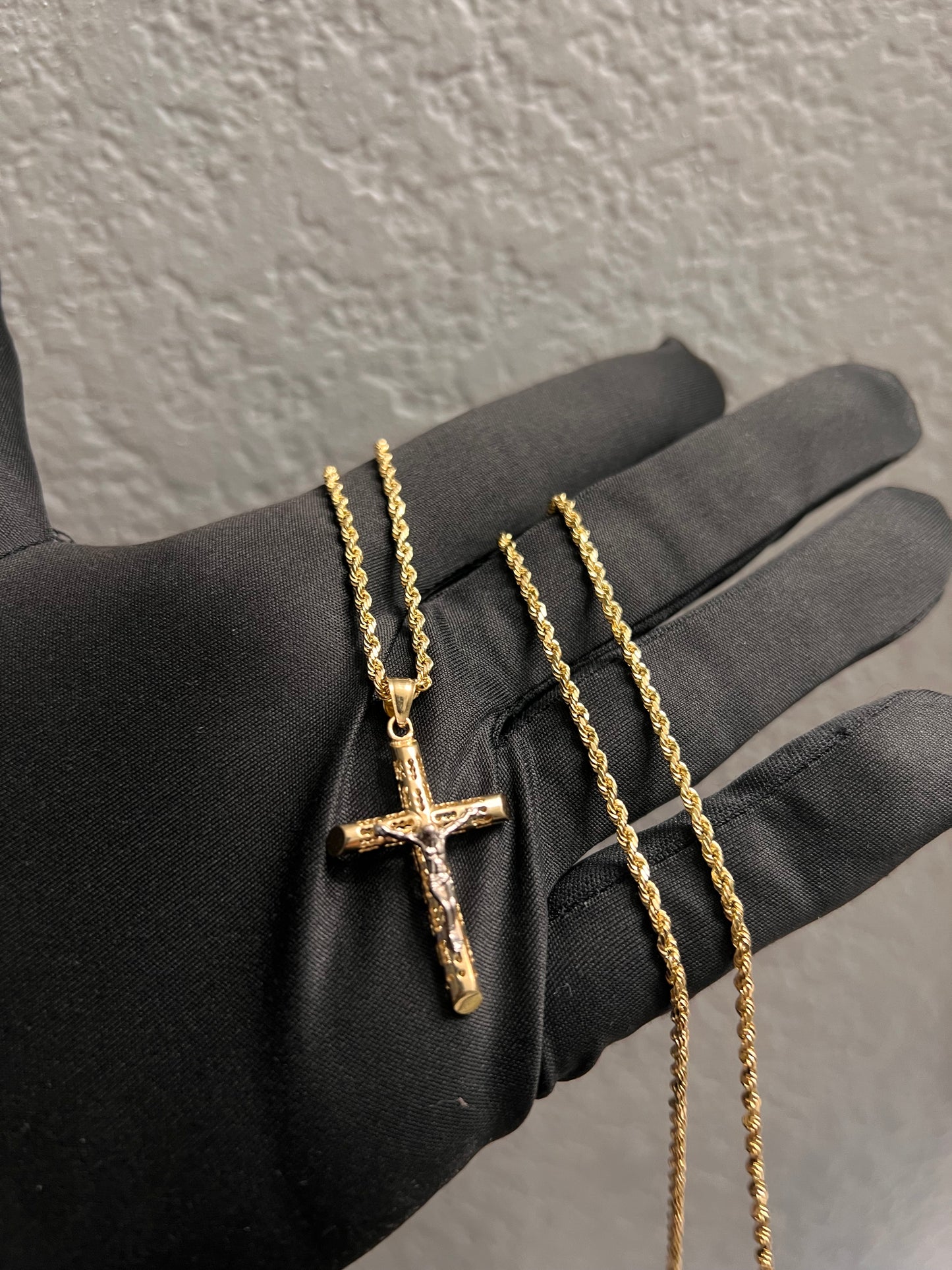 14k real gold cross chainset