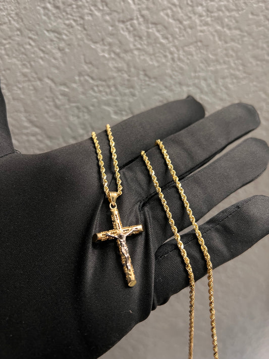 14k real gold cross chainset